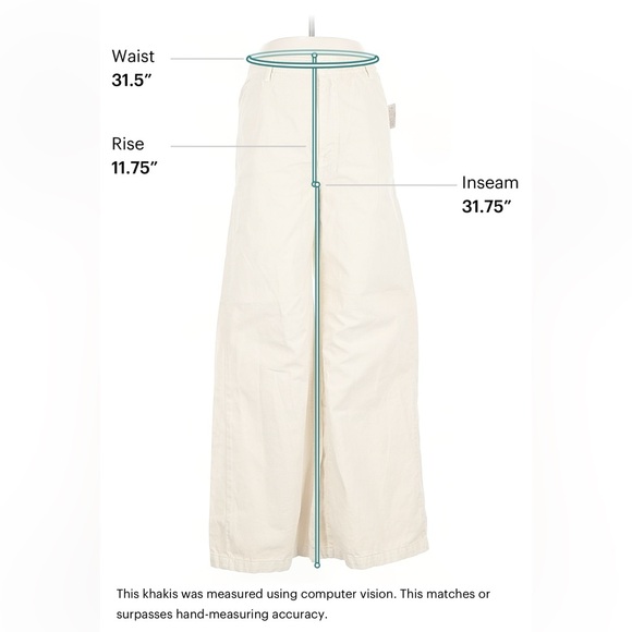 Free People Wide-Leg Cream Trouser Chino Pants with Patch Pockets - Picture 3 of 10